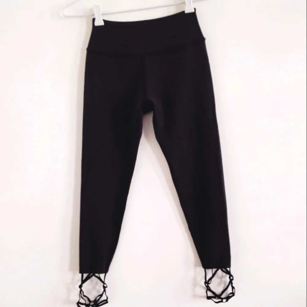 RARE Beyond Yoga x Equinox Black Strappy Ankle Leggings